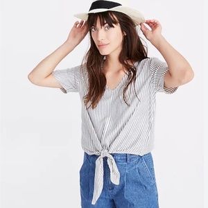 Madewell Novel Tie-Front Top in Stripe Size Large